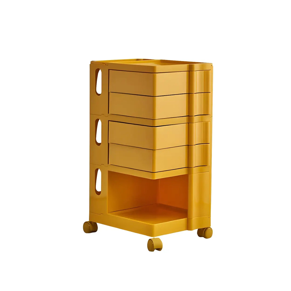 Rolling Narrow Open Storage Kids Nightstand with Shelf Image - 8