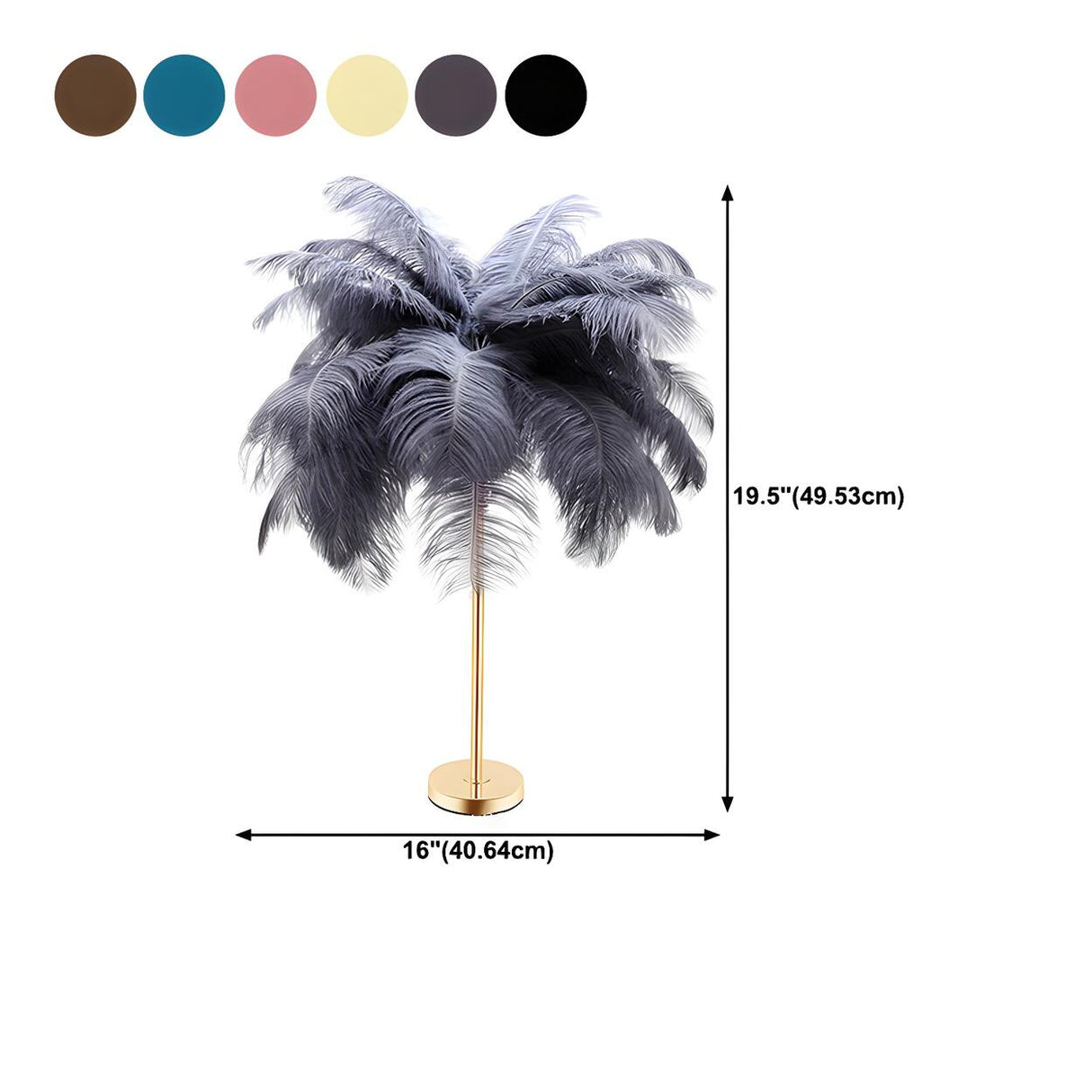 Romantic Feather Shade Metal Base Bedside Table Lamp 