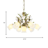 Romantic Green Floral Glass Chandelier for Living Room Image - 13
