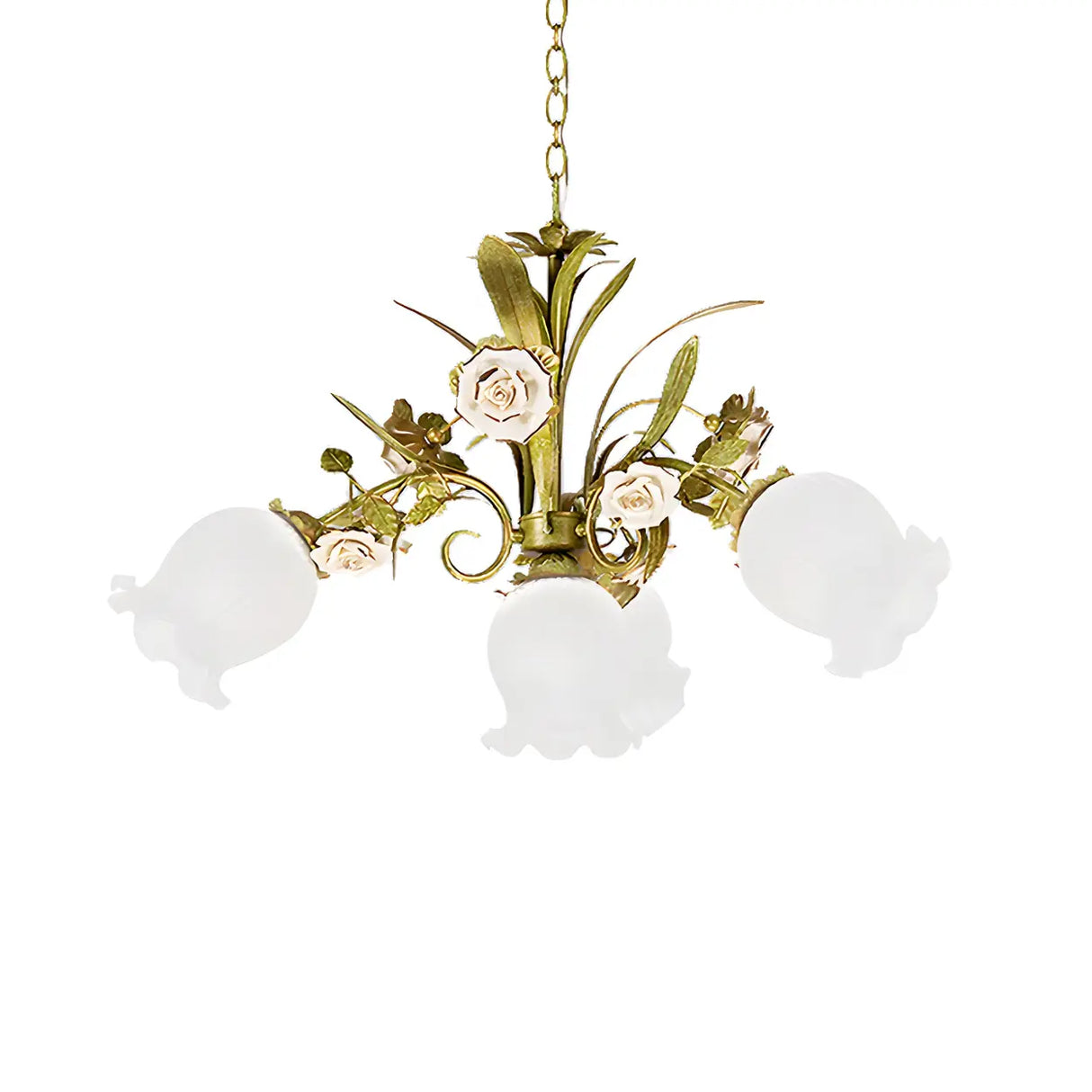 Romantic Green Floral Glass Chandelier for Living Room Image - 15