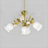 Romantic Green Floral Glass Chandelier for Living Room Image - 16