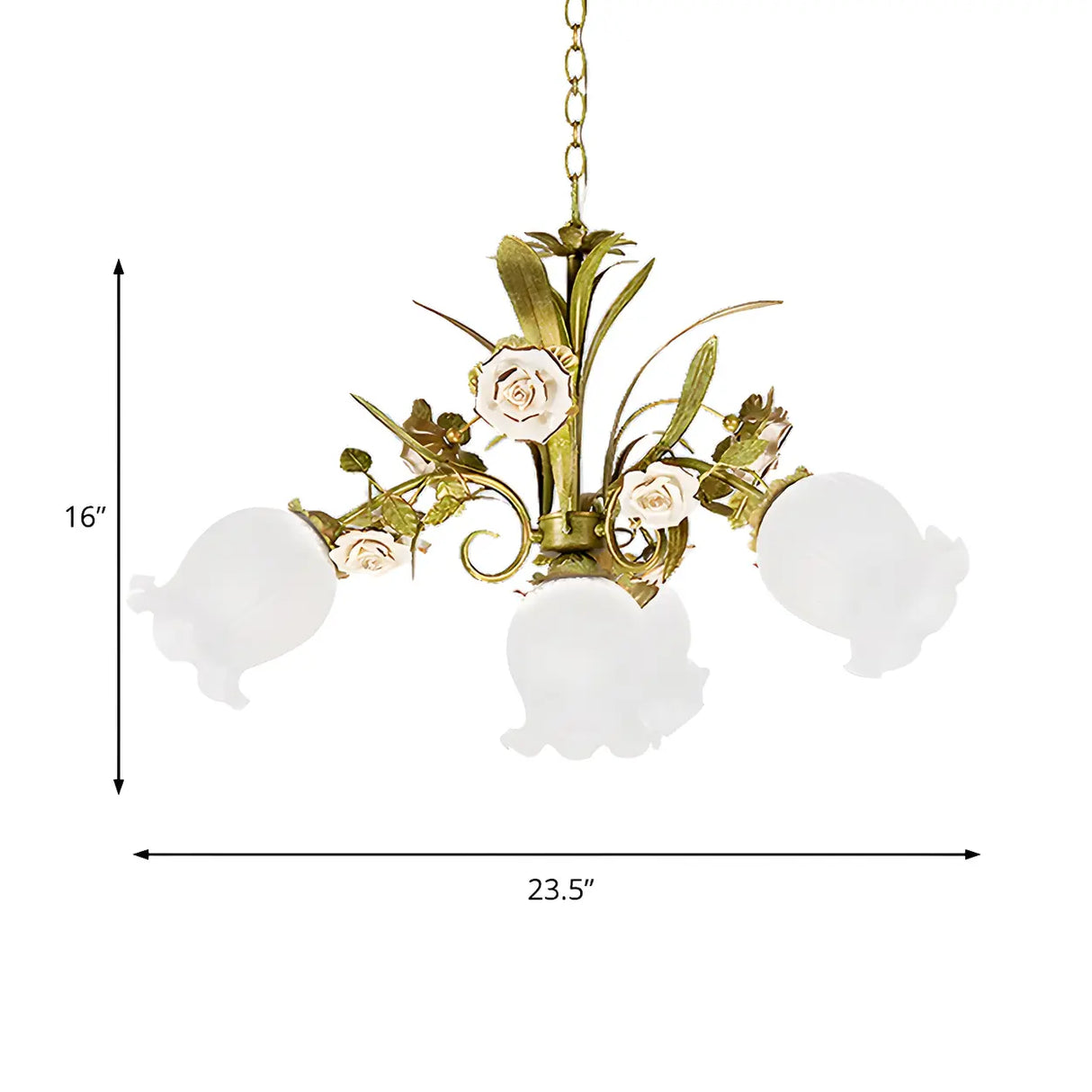 Romantic Green Floral Glass Chandelier for Living Room 