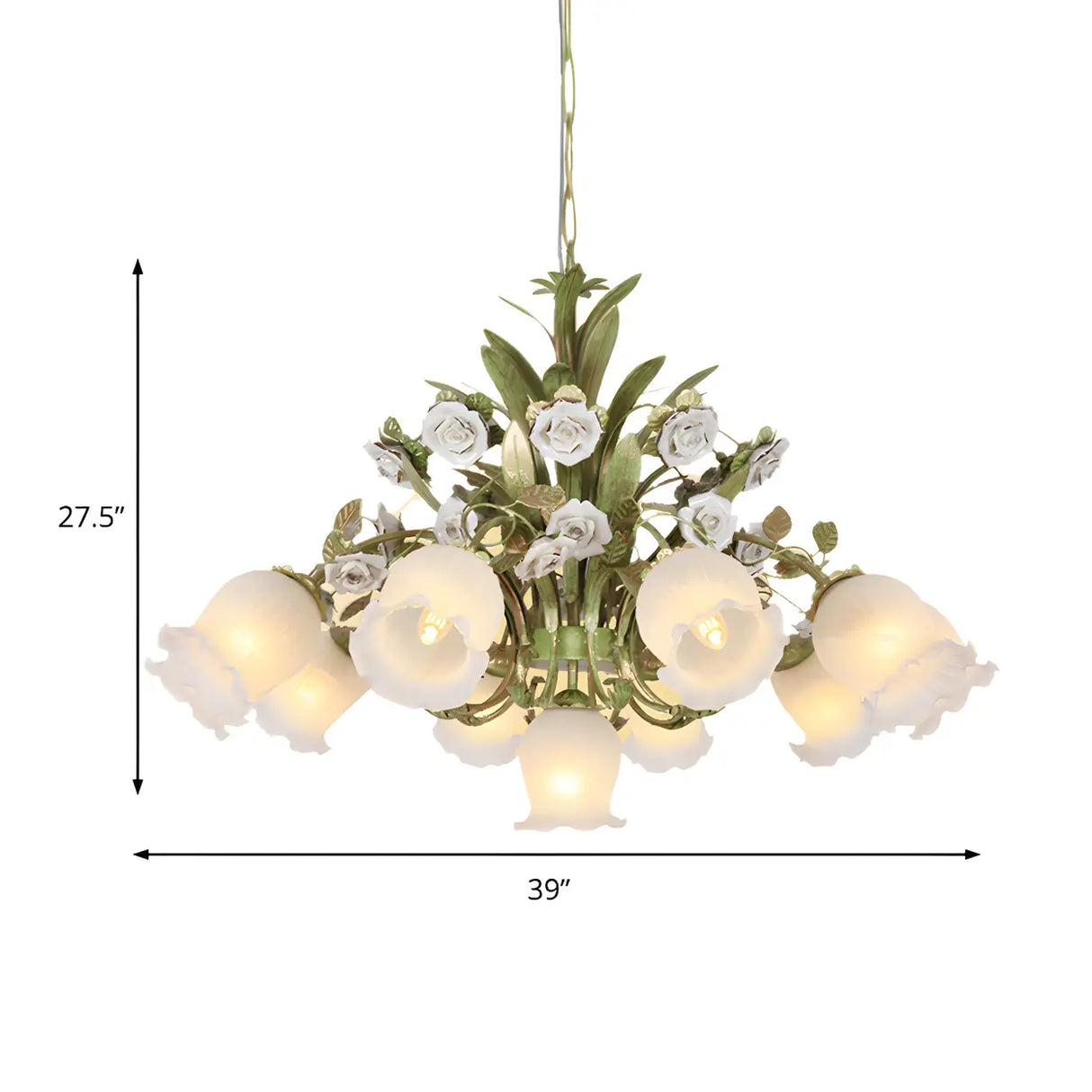 Romantic Green Floral Glass Chandelier for Living Room Image - 5