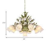 Romantic Green Floral Glass Chandelier for Living Room Image - 5