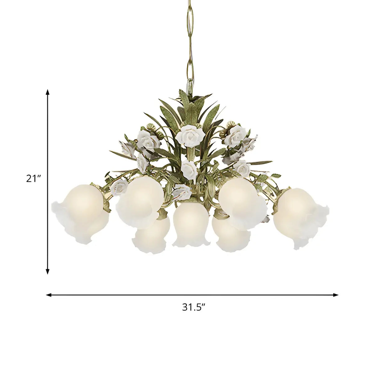 Romantic Green Floral Glass Chandelier for Living Room Image - 9