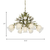 Romantic Green Floral Glass Chandelier for Living Room Image - 9