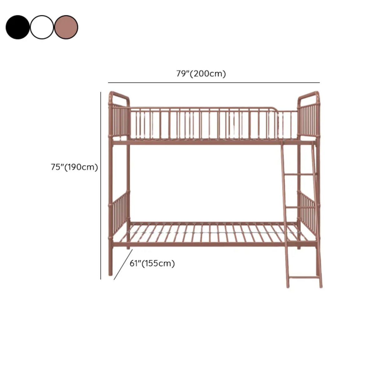 Rose Gold Space-Saving Bunk Bed with Guardrail and Stair Image - 12