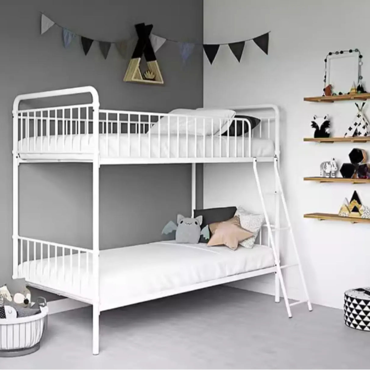 Rose Gold Space-Saving Bunk Bed with Guardrail and Stair Image - 3