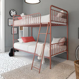 Rose Gold Space-Saving Bunk Bed with Guardrail and Stair Image - 4