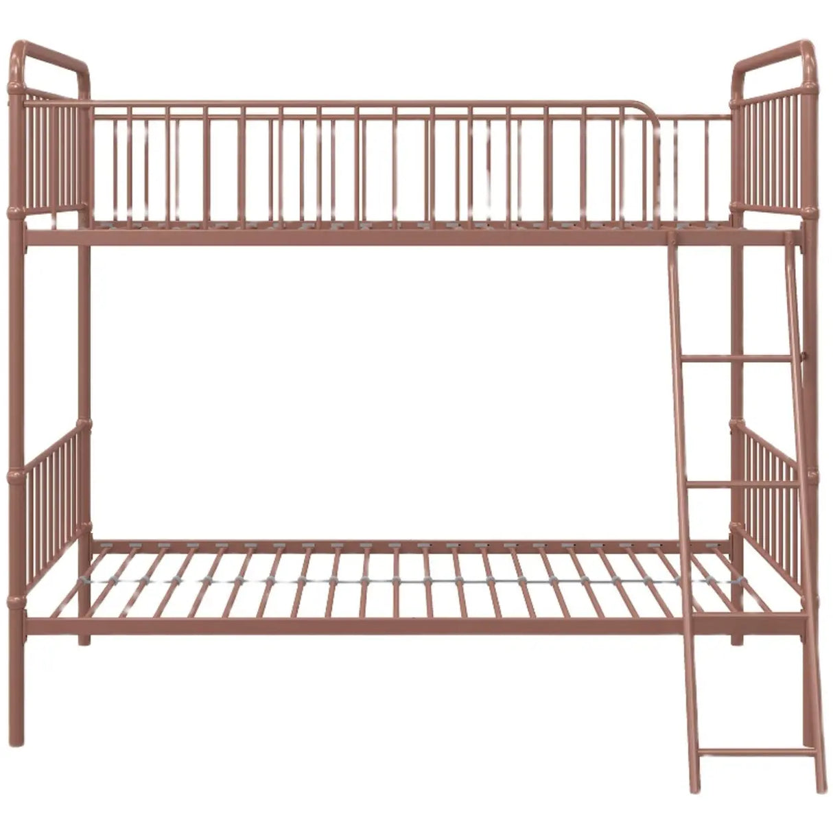Rose Gold Space-Saving Bunk Bed with Guardrail and Stair Image - 5