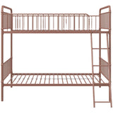 Rose Gold Space-Saving Bunk Bed with Guardrail and Stair Image - 5