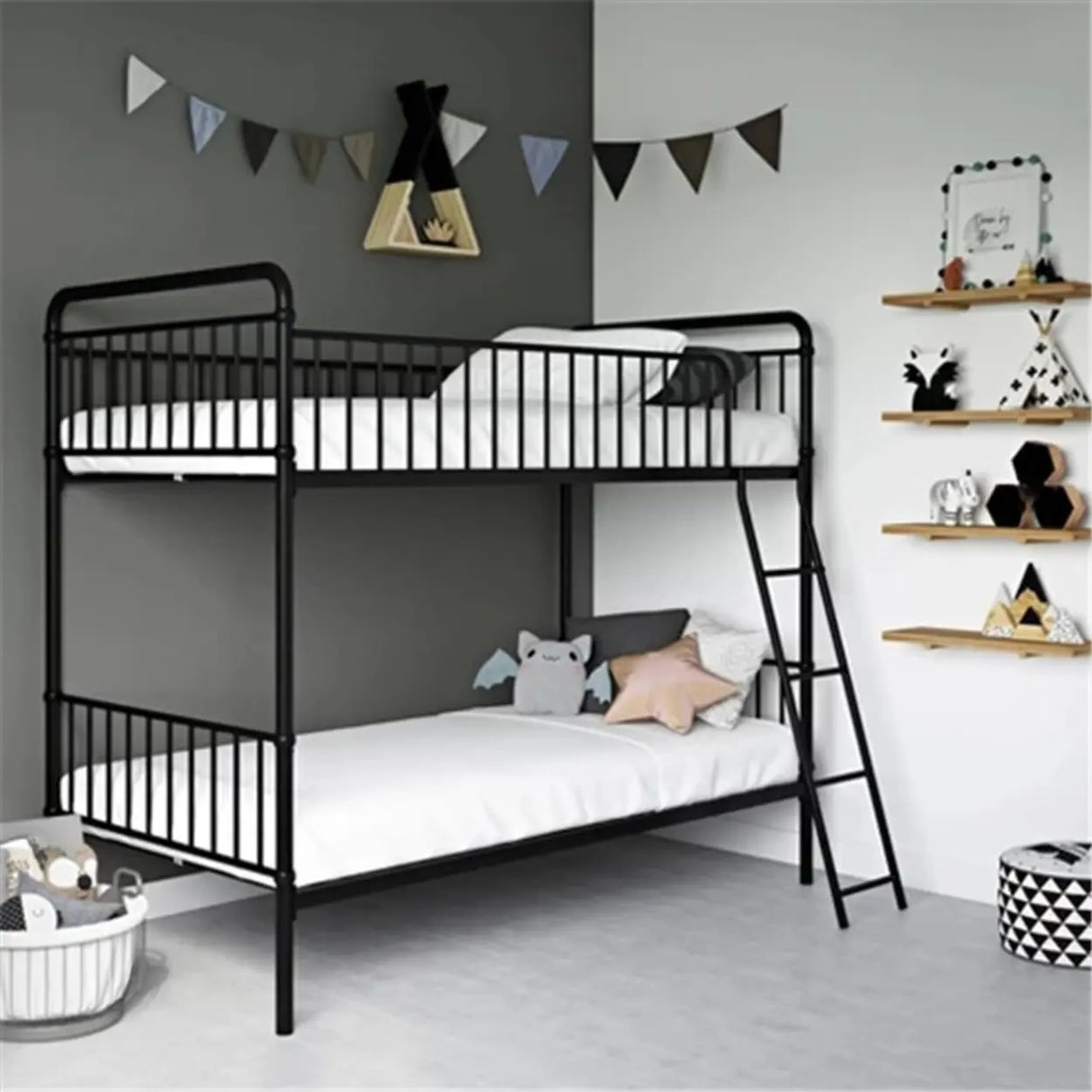 Rose Gold Space-Saving Bunk Bed with Guardrail and Stair Image - 7