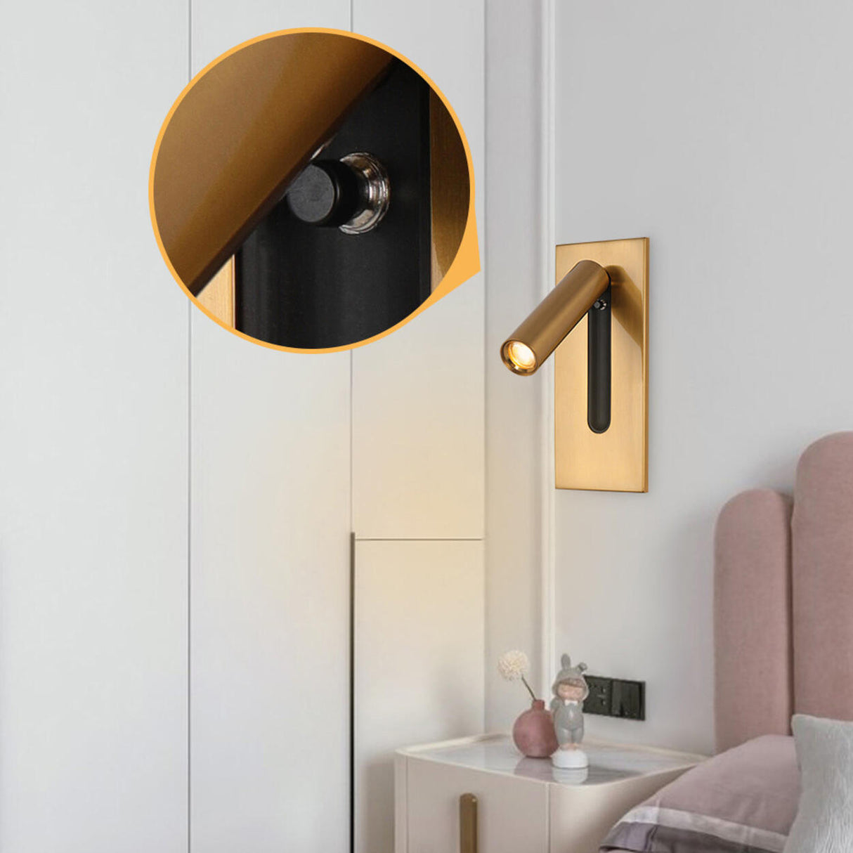 Rotatable Cylinder Bedside Reading Wall Light Sconce Image - 22