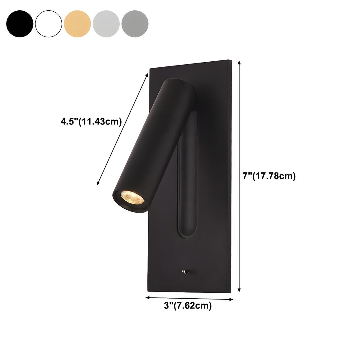 Rotatable Cylinder Bedside Reading Wall Light Sconce 