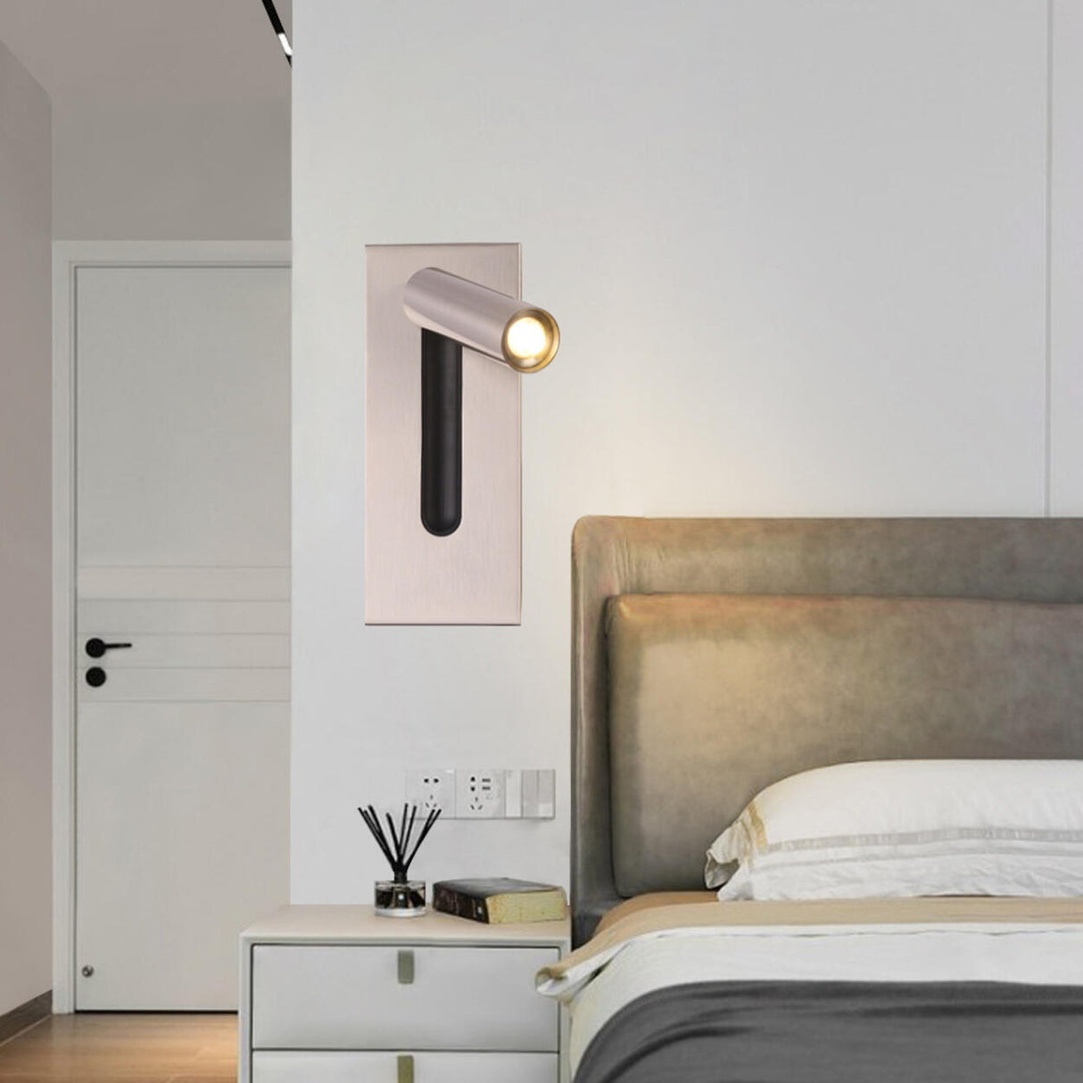 Rotatable Cylinder Bedside Reading Wall Light Sconce Image - 7