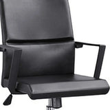 Rotatable Leather Fixed Arms Brown Ergonomic Office Chair Image - 10