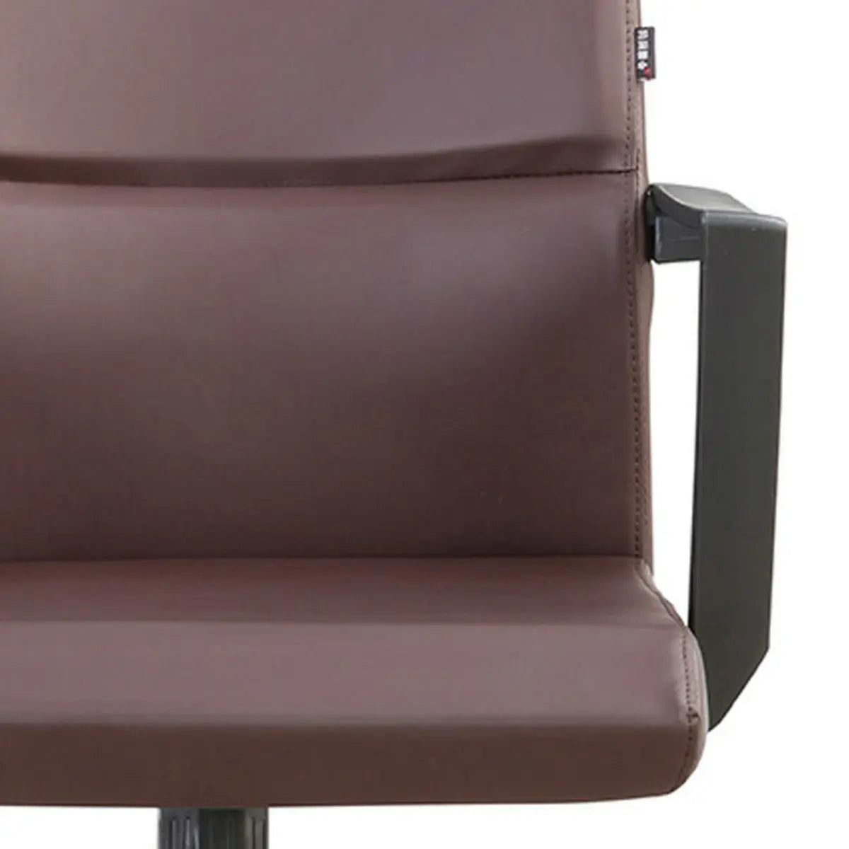 Rotatable Leather Fixed Arms Brown Ergonomic Office Chair Image - 11