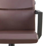 Rotatable Leather Fixed Arms Brown Ergonomic Office Chair Image - 11