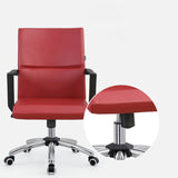 Rotatable Leather Fixed Arms Brown Ergonomic Office Chair Image - 12