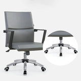 Rotatable Leather Fixed Arms Brown Ergonomic Office Chair Image - 13