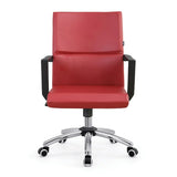 Rotatable Leather Fixed Arms Brown Ergonomic Office Chair Image - 3