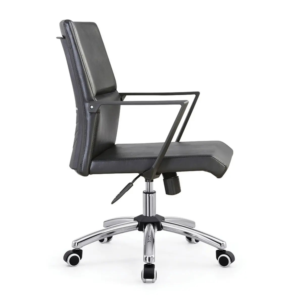 Rotatable Leather Fixed Arms Brown Ergonomic Office Chair Image - 4