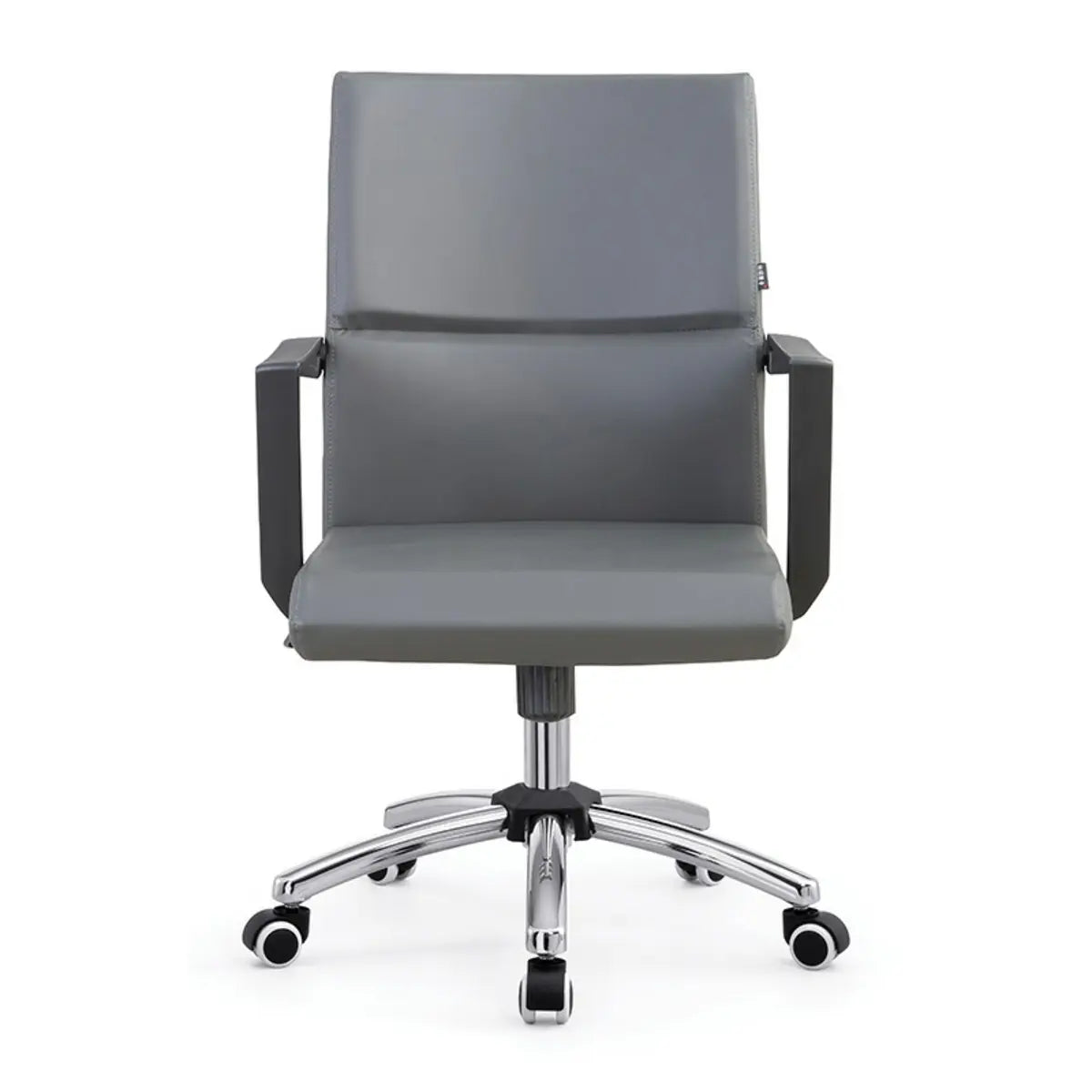 Rotatable Leather Fixed Arms Brown Ergonomic Office Chair Image - 5