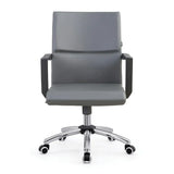 Rotatable Leather Fixed Arms Brown Ergonomic Office Chair Image - 5