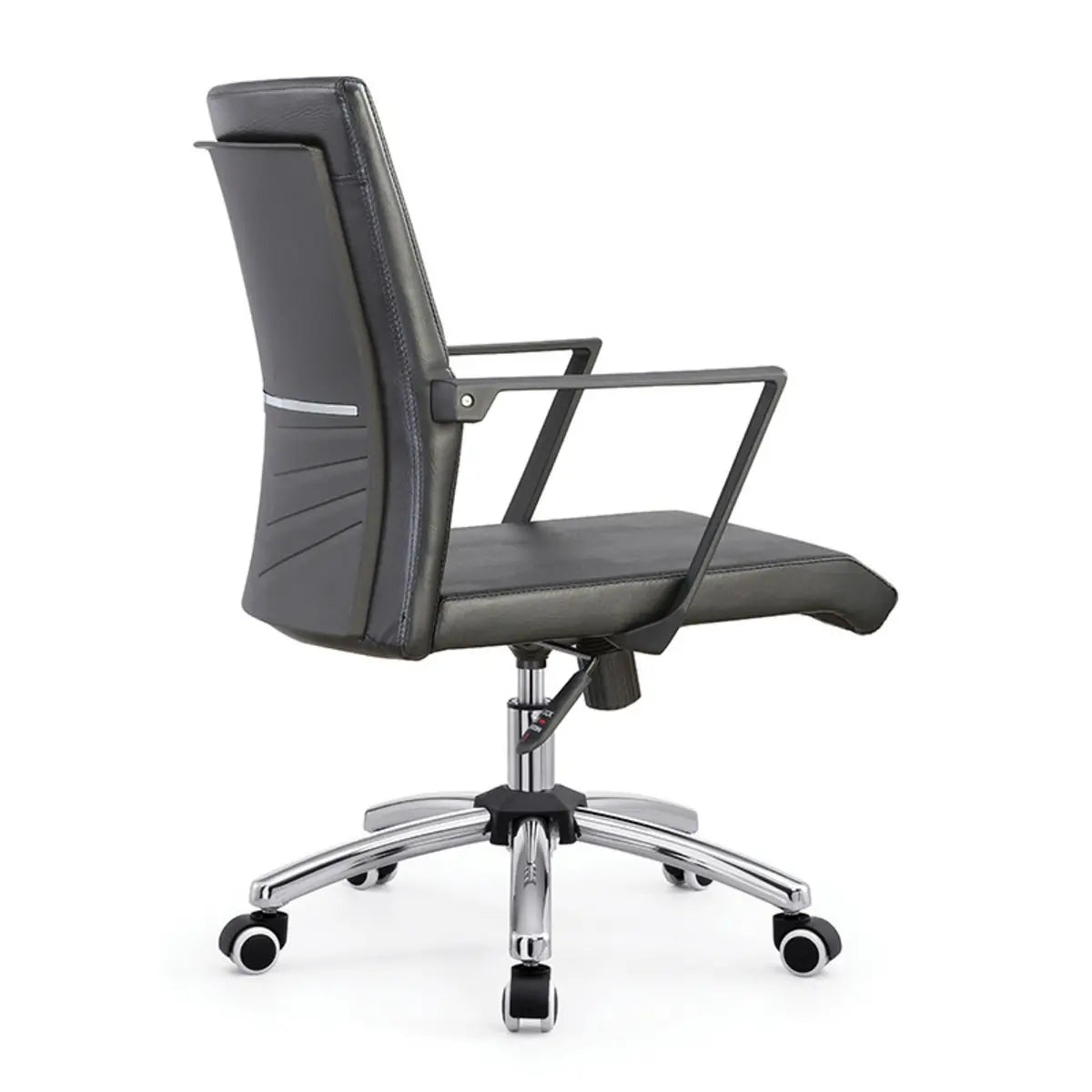 Rotatable Leather Fixed Arms Brown Ergonomic Office Chair Image - 6