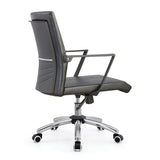Rotatable Leather Fixed Arms Brown Ergonomic Office Chair Image - 6