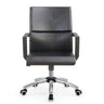 Rotatable Leather Fixed Arms Brown Ergonomic Office Chair Image - 7
