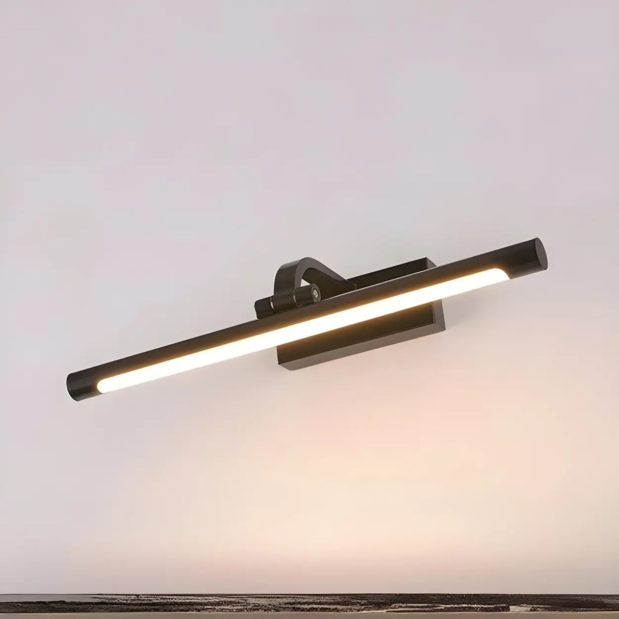 Rotating Black Cylinder Modern Metal LED Vanity Light Image - 8