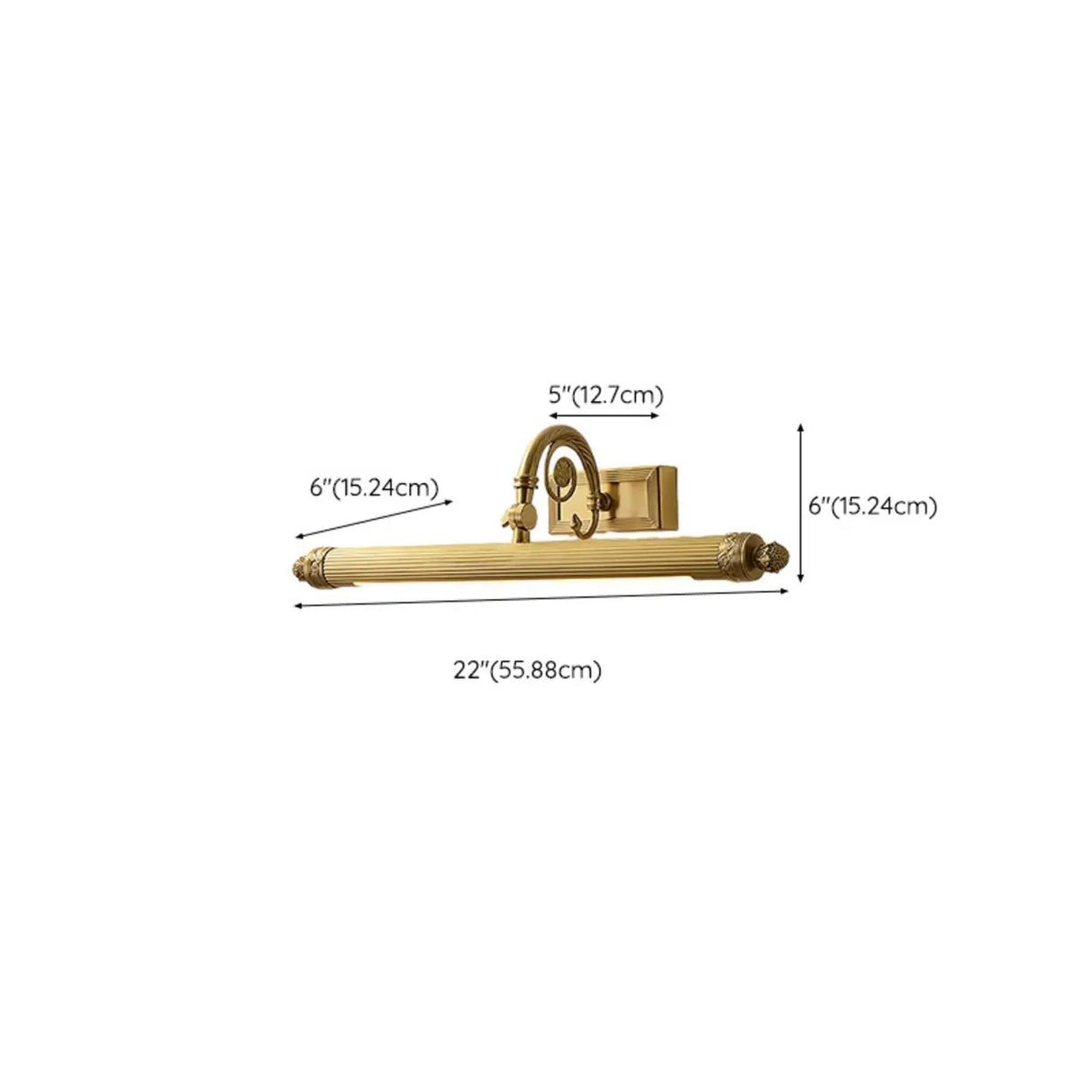Rotating Vintage Gold Linear LED Metal Vanity Light 