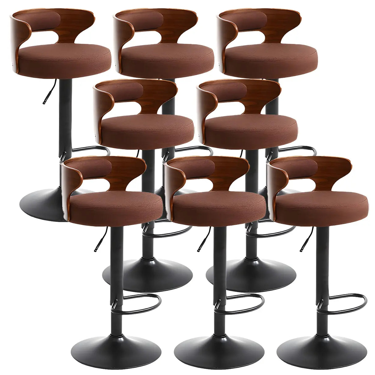 Round Adjustable Fabric Cotton Cushion Swivel Bar Stool Image - 34