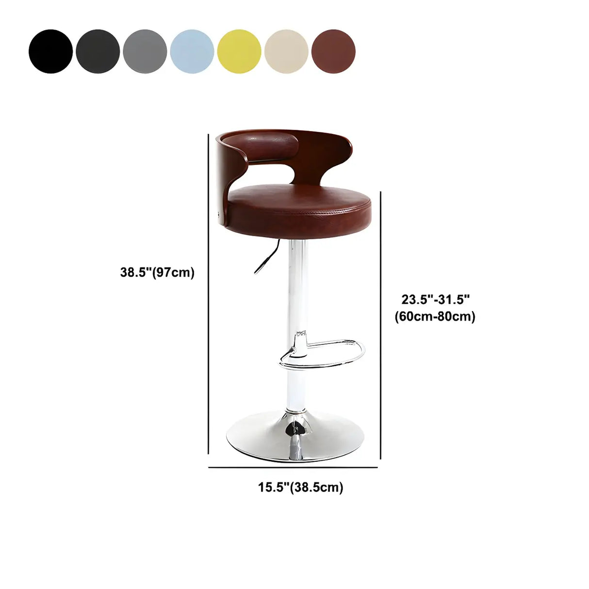 Round Adjustable Fabric Cotton Cushion Swivel Bar Stool 