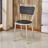 Round Armless Faux Leather Open Back Metal Dining Chair Image - 15