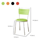 Round Armless Faux Leather Open Back Metal Dining Chair #size