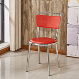 Round Armless Faux Leather Open Back Metal Dining Chair Image - 2