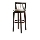 Round Ash Wood Faux Leather Bar Stools Dark Walnut Image - 10