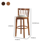 Round Ash Wood Faux Leather Bar Stools Dark Walnut #size