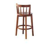 Round Ash Wood Faux Leather Bar Stools Dark Walnut Image - 3