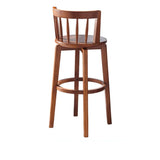 Round Ash Wood Faux Leather Bar Stools Dark Walnut Image - 5