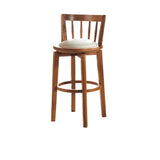 Round Ash Wood Faux Leather Bar Stools Dark Walnut Image - 9