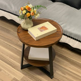 Round Brown Manufactured Wood and Steel Chairside Table Image - 22