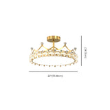 Round Crown Gold Flower Crystal Starry Bedroom Chandelier Image - 12