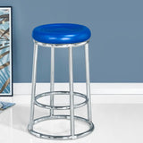 Round Cushioned Seat Metal Backless Bar Stool Black Image - 26