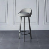 Round Fabric Upholstered Metal Tripod Armless Bar Stool Image - 6
