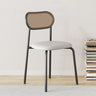 Round Faux Leather Upholstered Rattan Back Dining Chair Image - 15