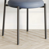 Round Faux Leather Upholstered Rattan Back Dining Chair Image - 16