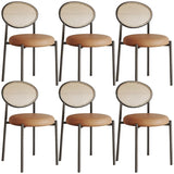 Round Faux Leather Upholstered Rattan Back Dining Chair Image - 29